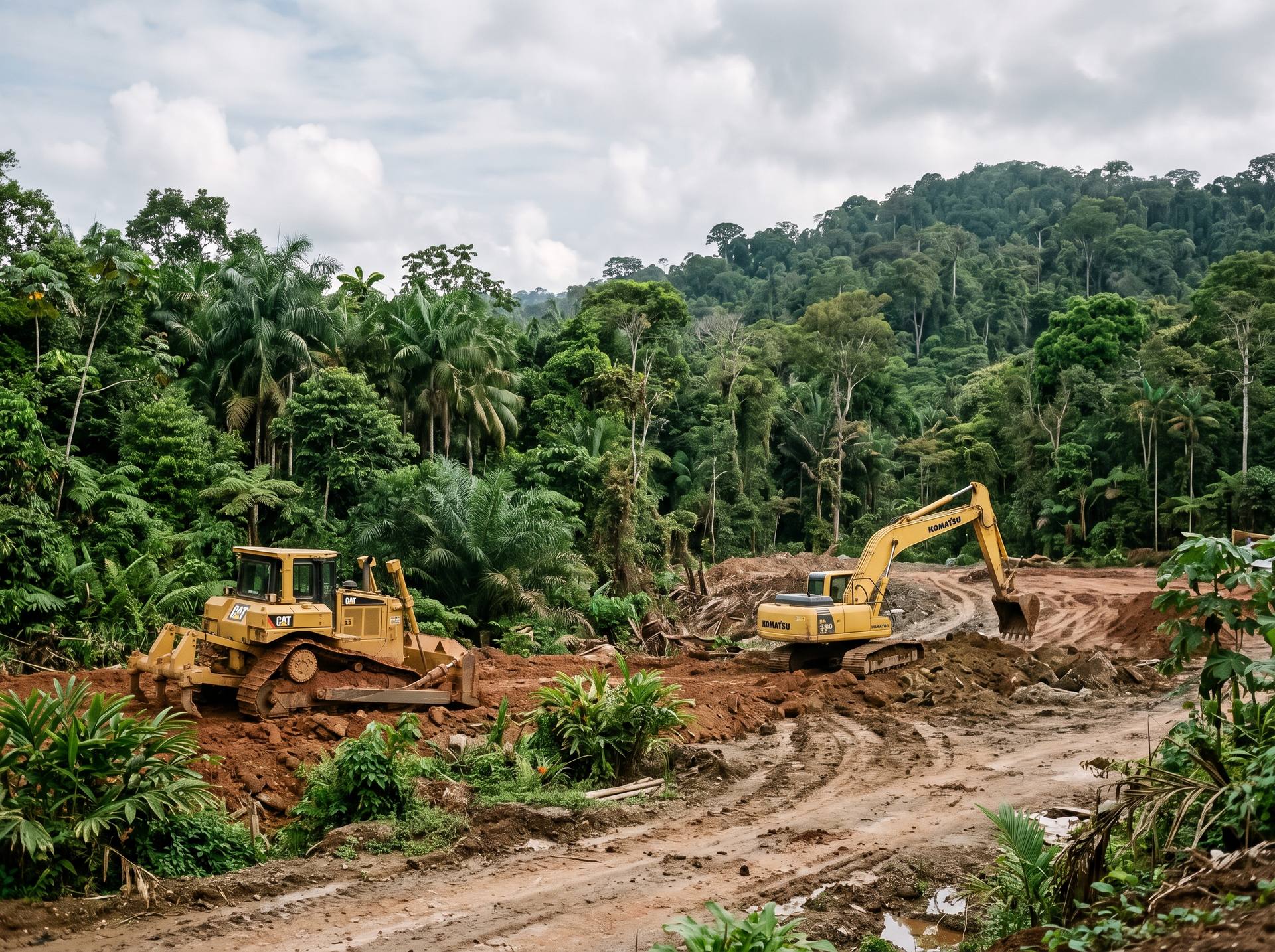 Excavadora y bulldozer Morrent en labores de desmonte y despalme