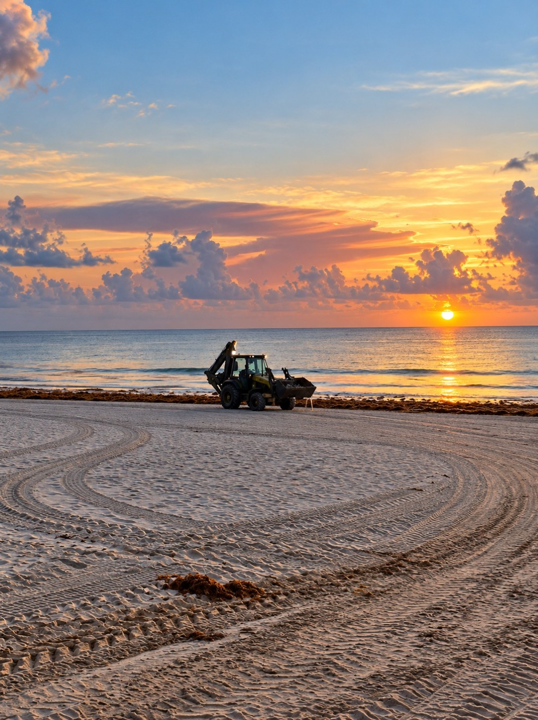Playa después de la limpieza, arena despejada